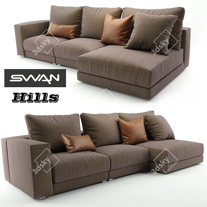 Elegant Swan Hills Bathtub 3D model image 1