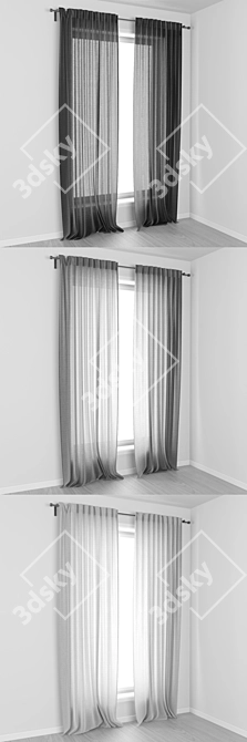 IKEA AINA Curtain Set with Rod 3D model image 2