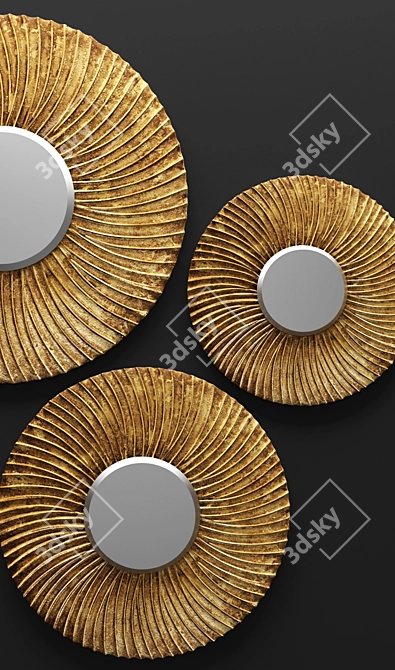 Golden Swirl Mirror Trio 3D model image 2