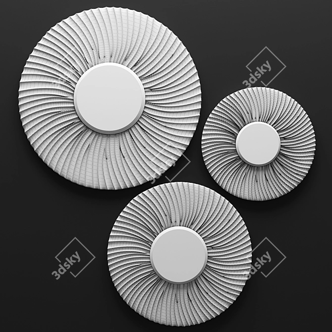 Golden Swirl Mirror Trio 3D model image 3