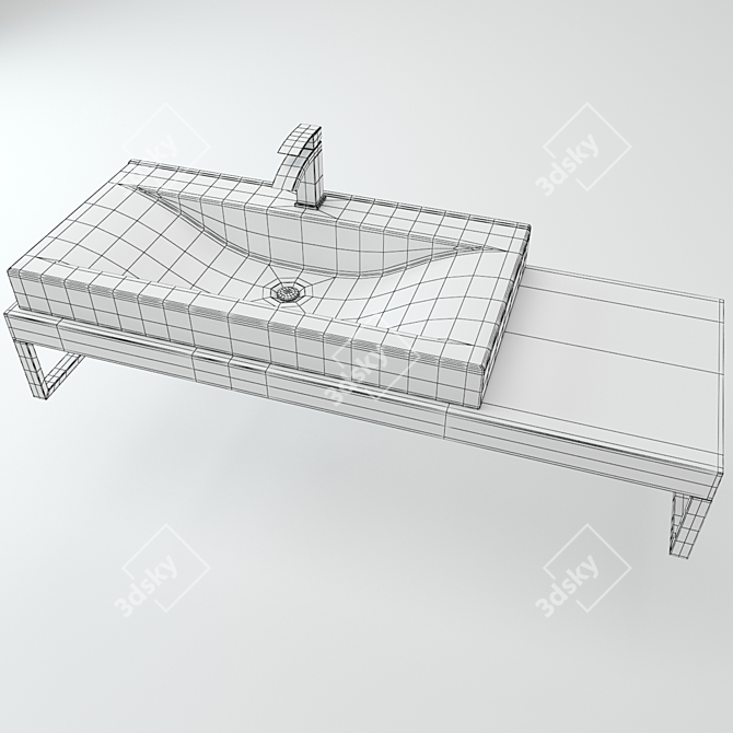 Wooden Plate Washbasin 3D model image 3