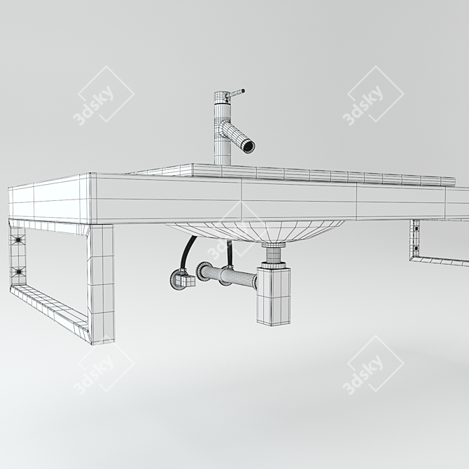 Wooden Plate Washbasin 3D model image 2