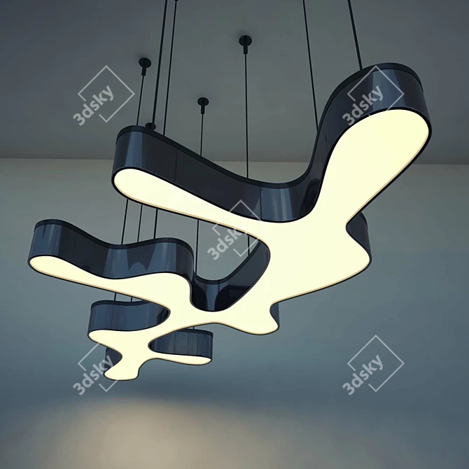 Elegant Wide Ceiling Chandelier 3D model image 3