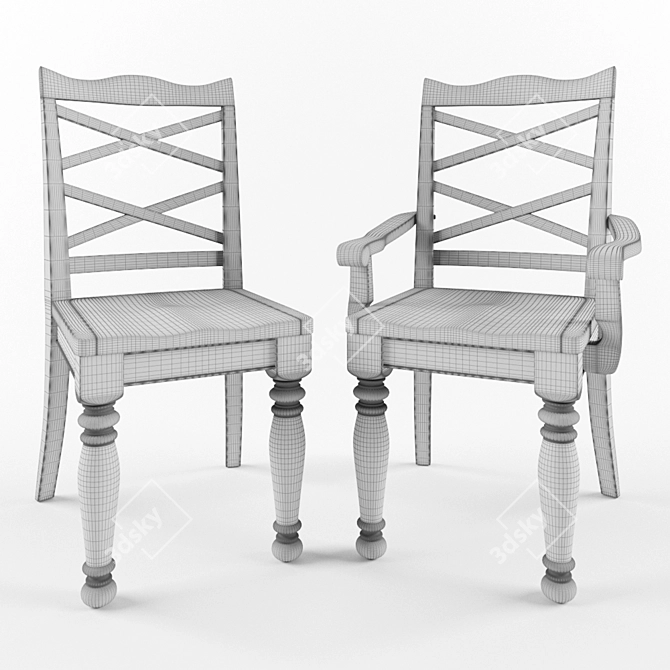 Elegant Porter Dining Chair 3D model image 2