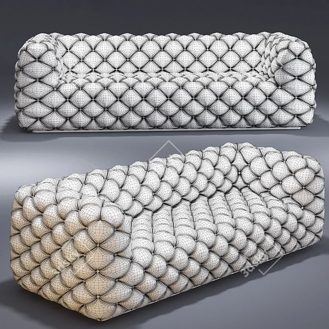 Luxury Eres Tufted Sofa 3D model image 2