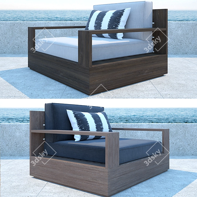 Luxury Marbella Teak Sofa 3D model image 3