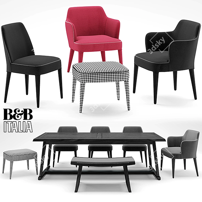 Luxurious Dining Set: Maxalto FEBO, RECIPIO, SELLA 3D model image 2