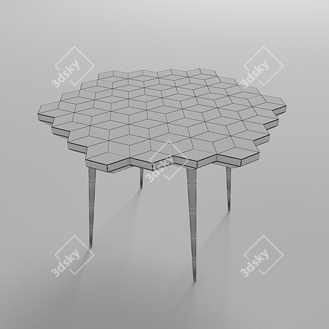 Modern Wooden Patterned Table | Stylish Home Décor 3D model image 3