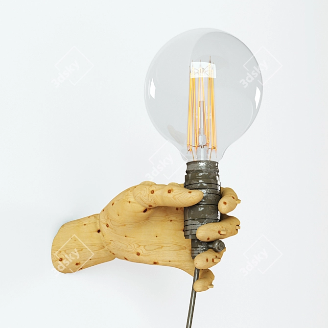 Title: Wooden Hand Wall Lamp 3D model image 1