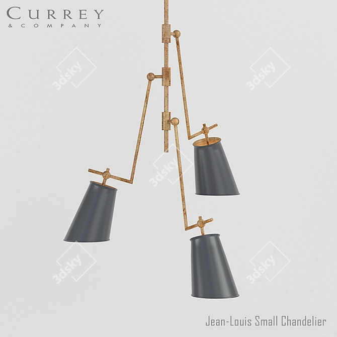 Bronze Rod 3-Light Chandelier 3D model image 1