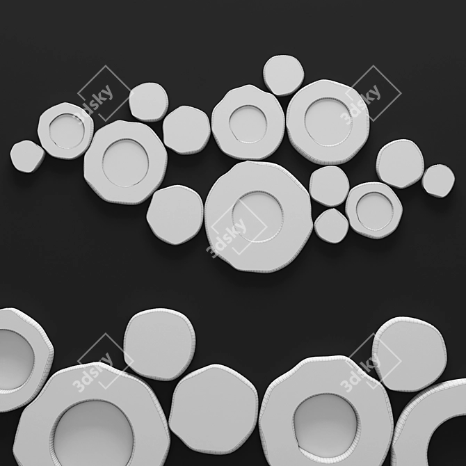 Modern Circle Cluster Wall Art 3D model image 3