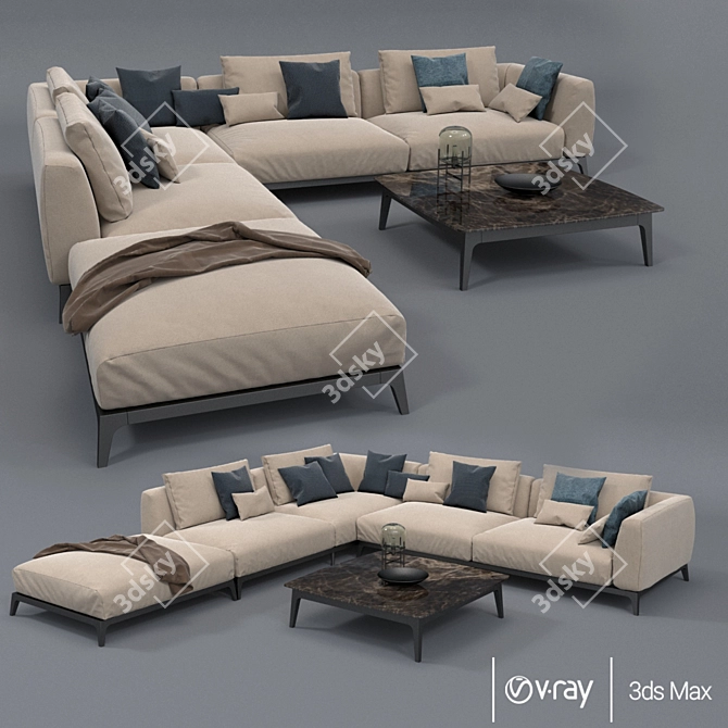 Elegant Flou Sofa for Stylish Interiors 3D model image 1