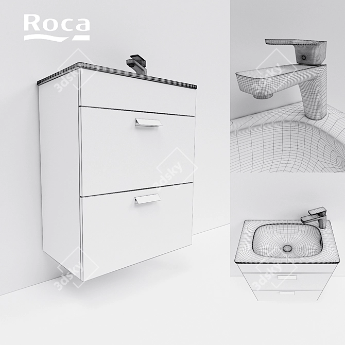 Modern Roca Debba Sink with Vanity 3D model image 2
