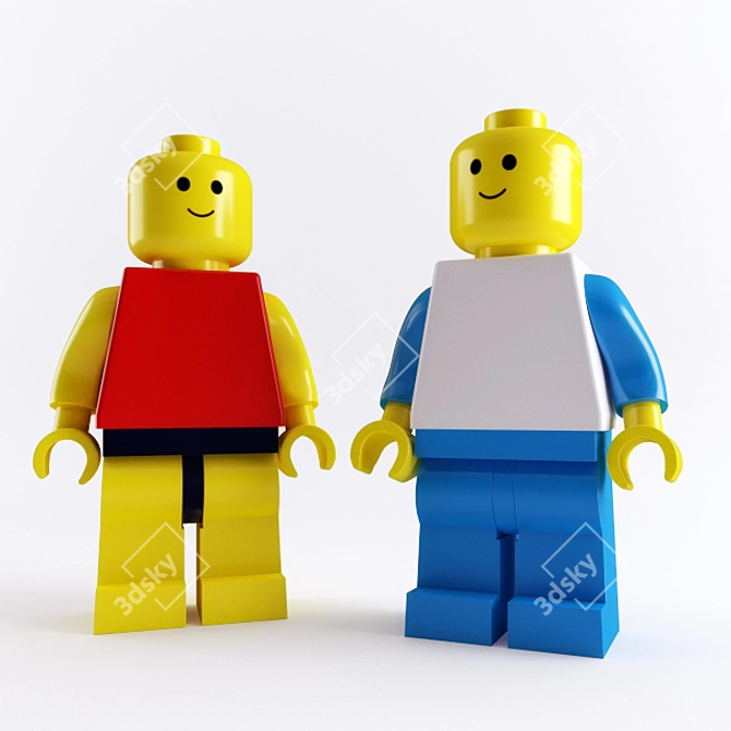 4 Unique Lego Characters Set 3D model image 2