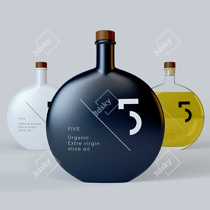 Premium 5 Bottle Olive Oil 3D model image 1