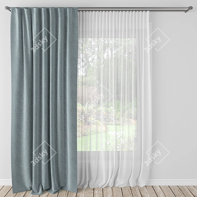 Elegant 270cm Curtain 3D model image 1