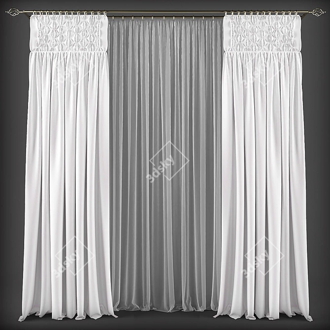 Modern Style Curtains 3D model image 1