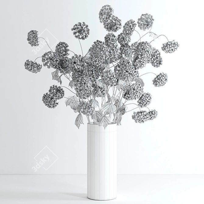 Realistic Viburnum Branches in Glass Jar 3D model image 3