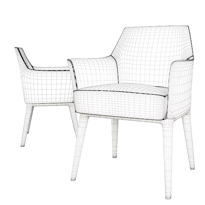 Elegant Walnut Armchair 3D model image 2