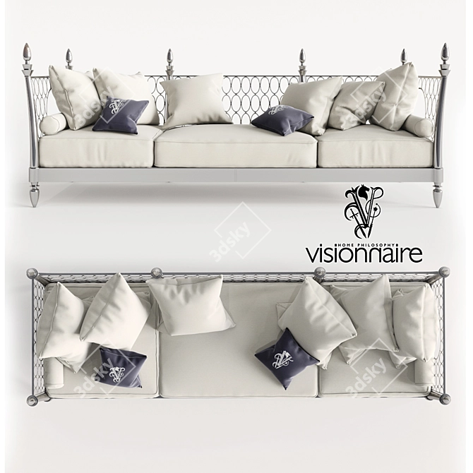 Visionnaire Dehors Metal Sofa - White Finish 3D model image 2