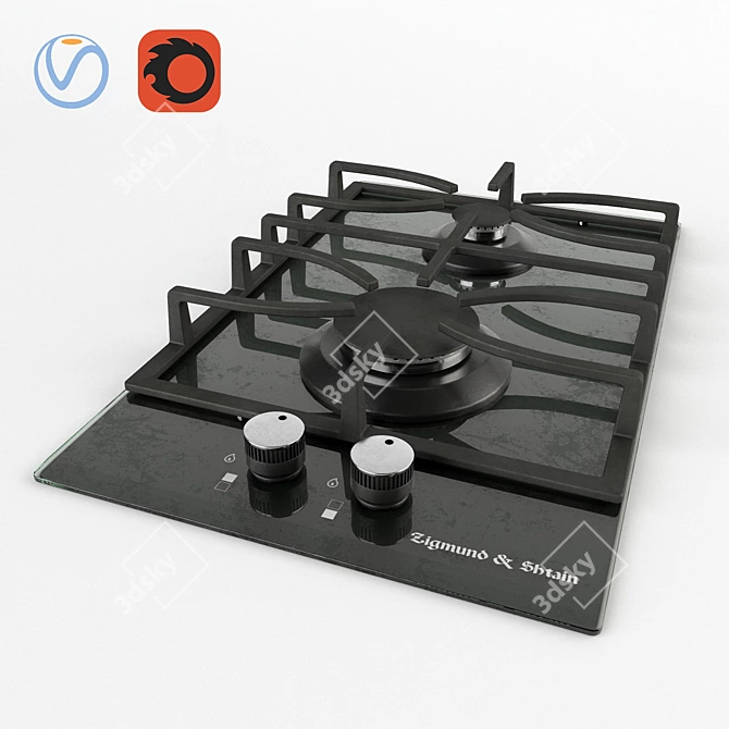 Zigmund & Shtain Gas Cooktop: 2 or 4 Burners 3D model image 2