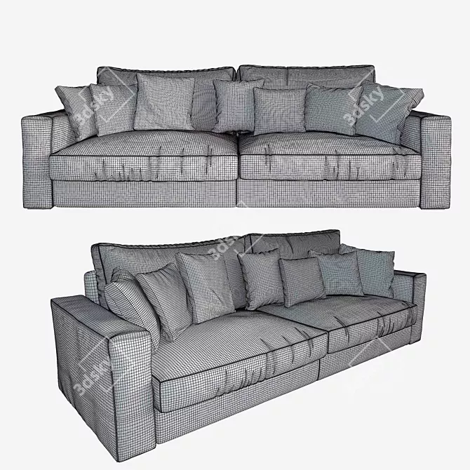 Rubens Comfortable Textile Sofa 3D model image 3