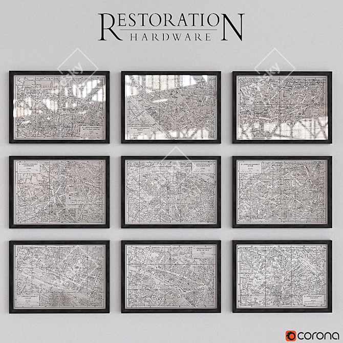 Paris District Posters Set 3D model image 1