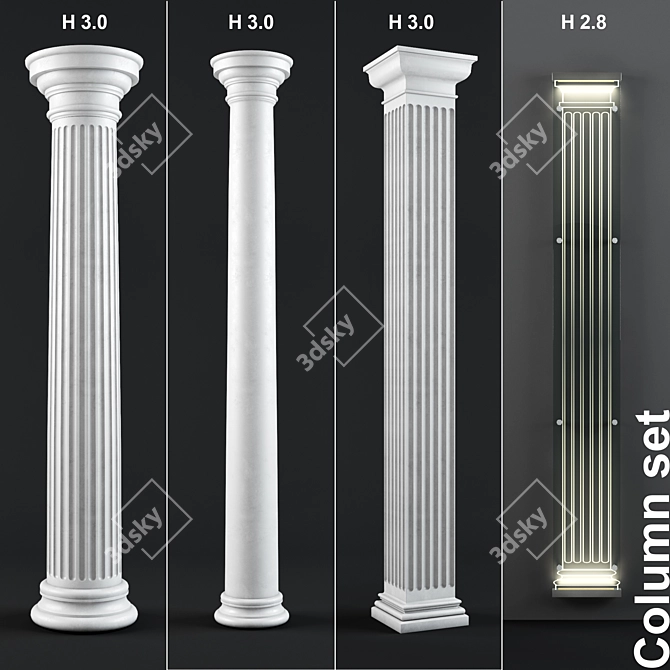 Set of 4 Elegant Columns 3D model image 1