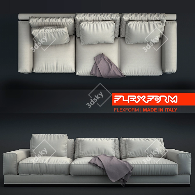 Flexform Big Bob Sofa - 105x288x70cm 3D model image 1