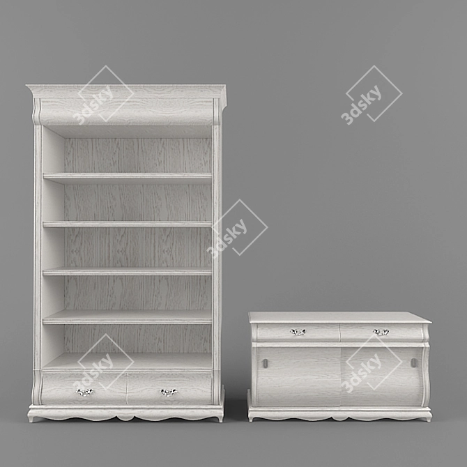 Oscar Oak Rack & Cabinet 3D model image 1