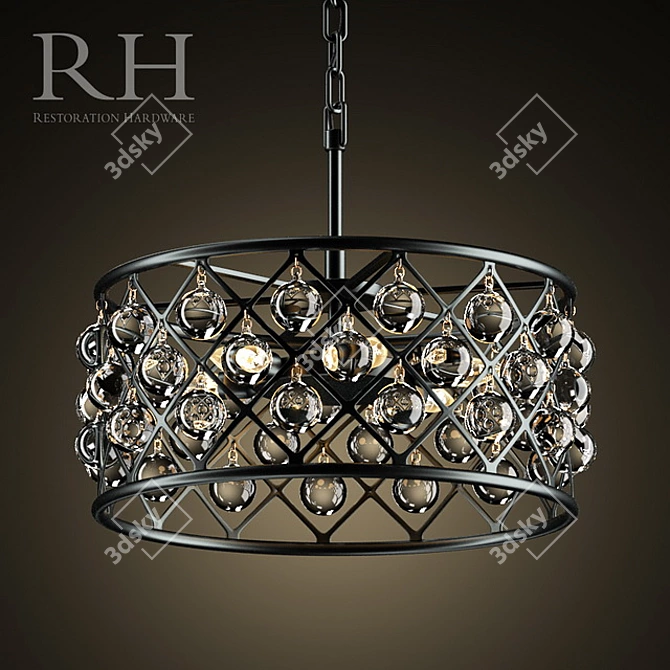 RH Spencer Hoop Chandelier - Elegant Illumination 3D model image 1