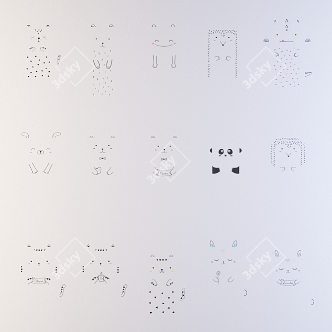 Adorable Door Stickers  Fun and Unique Door Decoration 3D model image 3