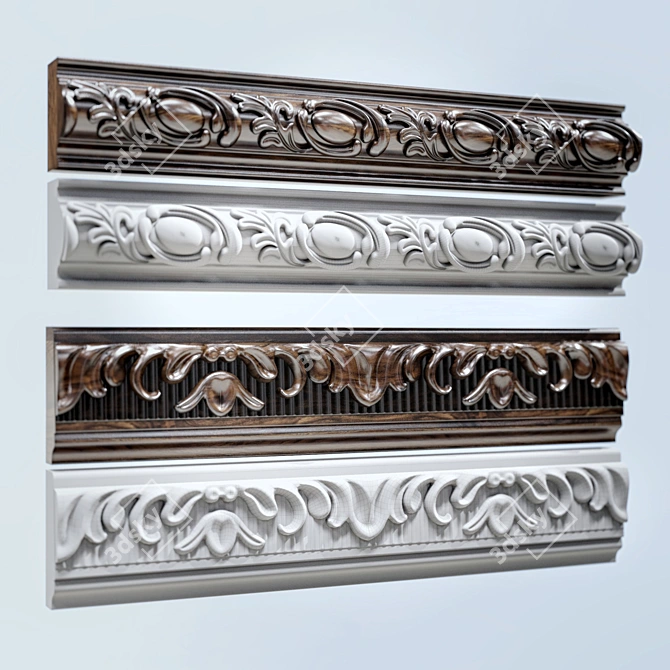 Stylish Stucco Moulding Set 3D model image 1