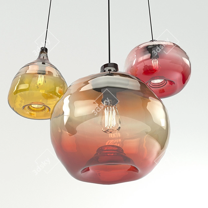 Elegant Waterdrop Pendant Light 3D model image 3