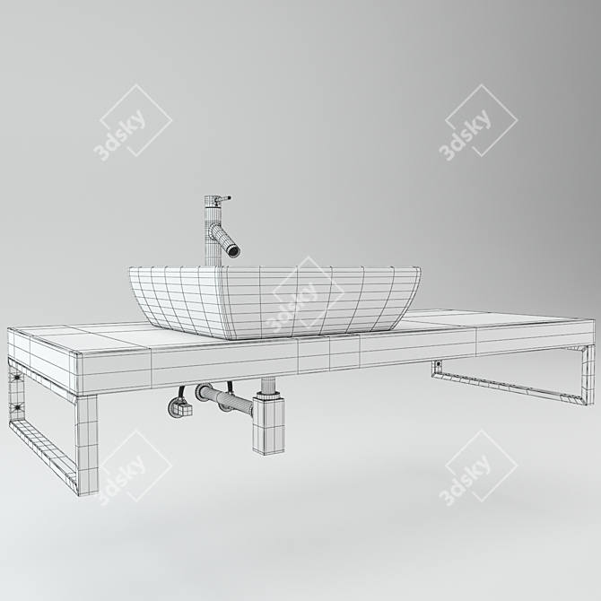 Wooden Plate Washbasin: Stylish and Functional 3D model image 3