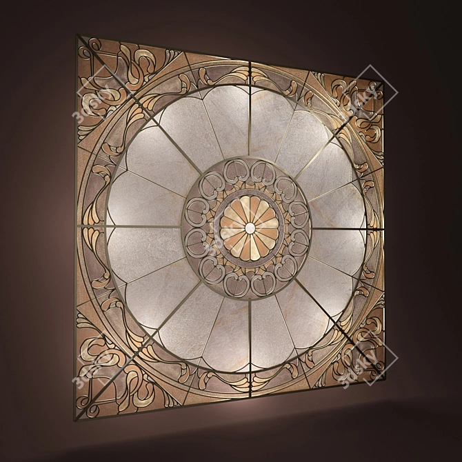 Elegant Stained Glass Panel 3D model image 1