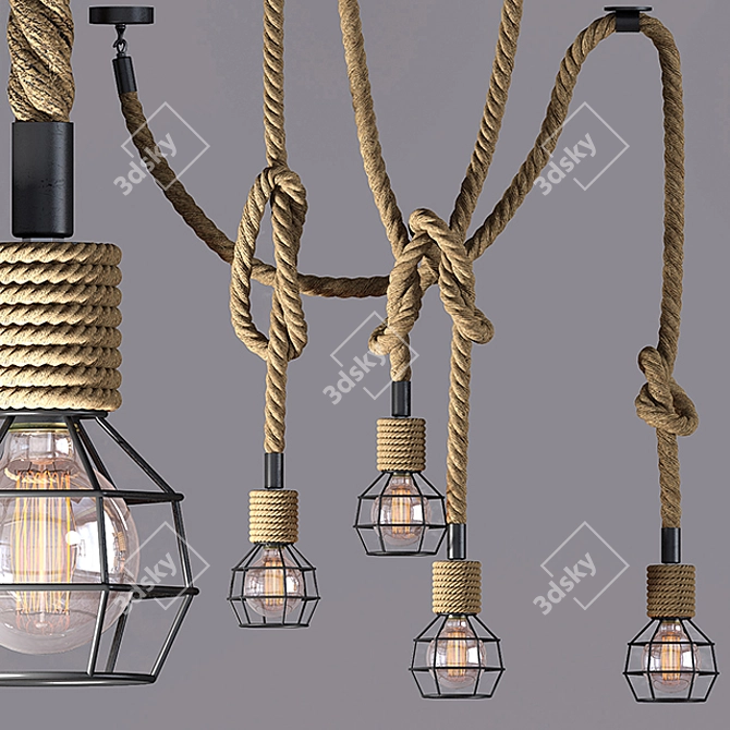 Industrial Rope Suspension Lamp 3D model image 3