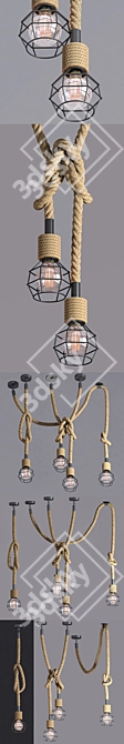 Industrial Rope Suspension Lamp 3D model image 1