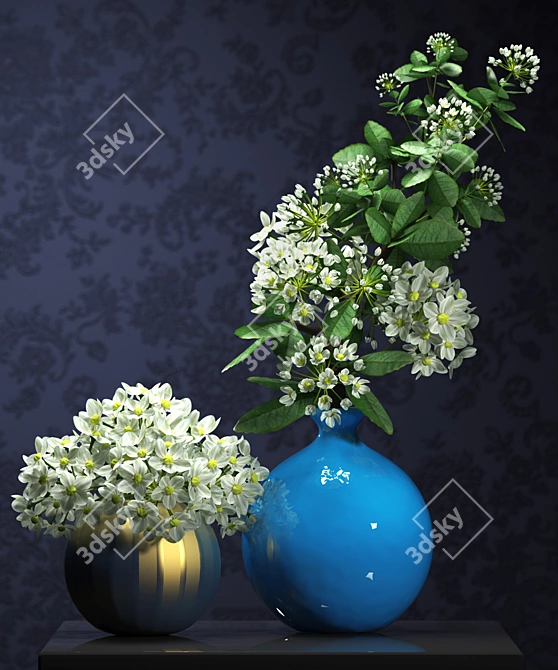 Elegant Bloom Vase Set 3D model image 2