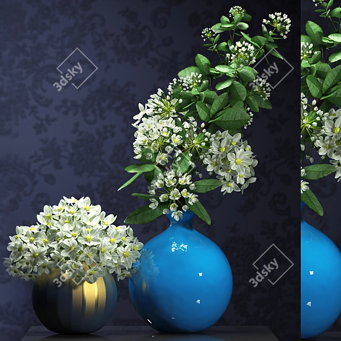 Elegant Bloom Vase Set 3D model image 3