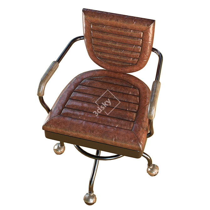 Vintage Leather Armchair  Handcrafted Comfort 3D model image 3