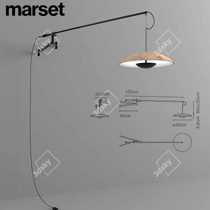 Marset Ginger A XL 42: Stunning Wall Lamp 3D model image 1