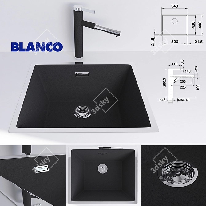 Stainless Steel Blanco Sink 3D model image 1