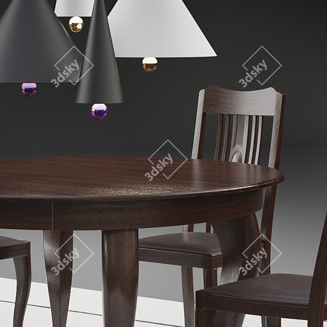 Timeless Elegance: Vintage Table & Chairs 3D model image 2