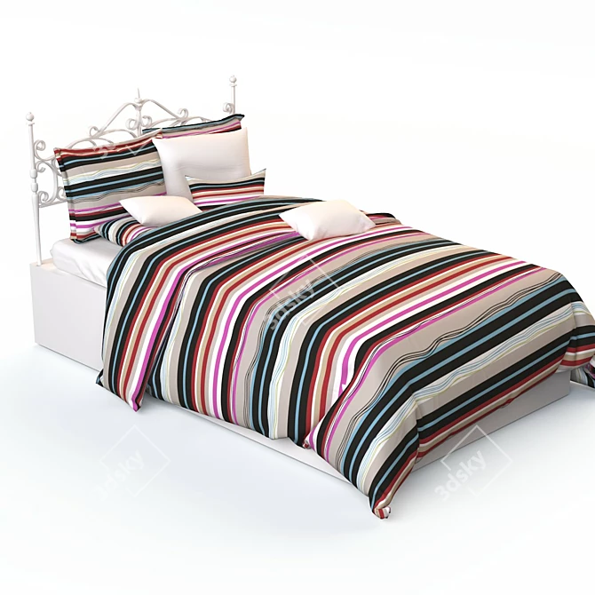 Classic Striped Daunte Bed Linens 3D model image 3