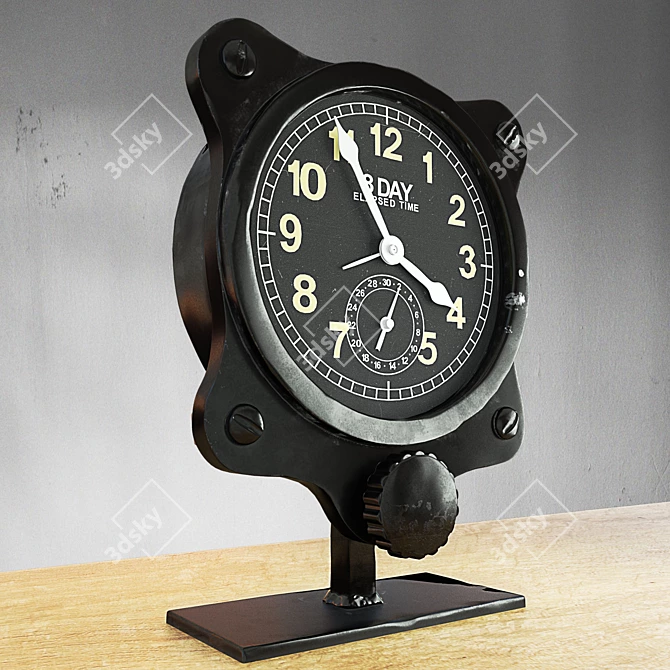 Vintage WWII 8-Day Clock 3D model image 2