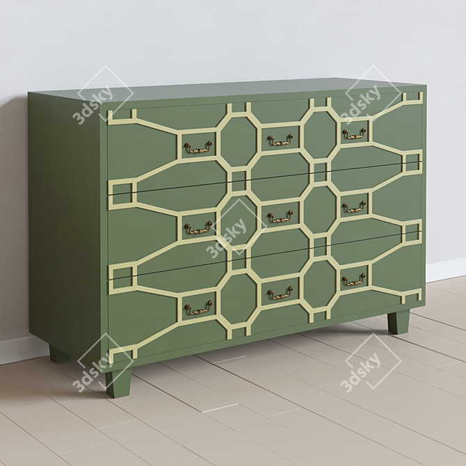 Emerald Green Dresser: Elegant & Practical 3D model image 1