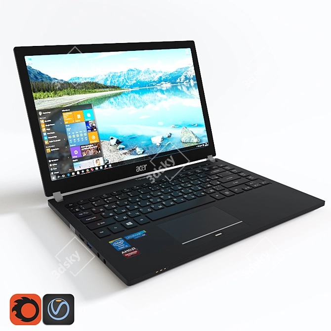 Acer Travelmate P645 Notebook 3D model image 1