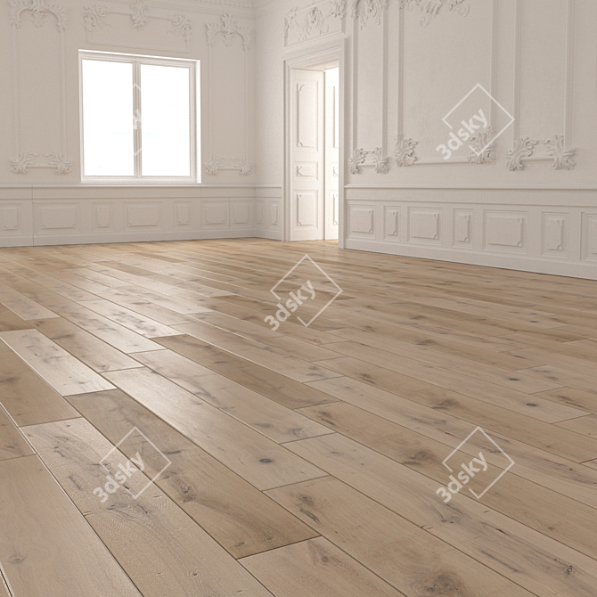 Natural Oak Wood Flooring 3D model image 2