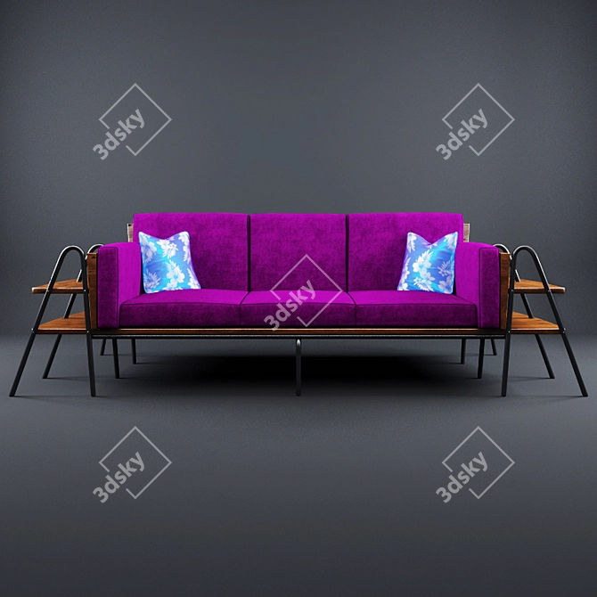 Versatile Sofa with Built-in Shelves 3D model image 2